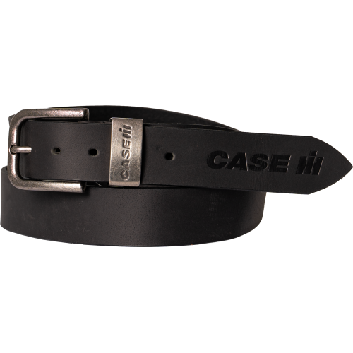 Black leather belt with metal loop Black leather belt with metal loop