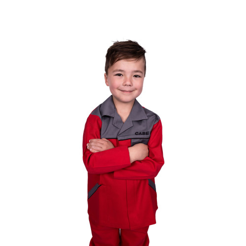 KIDS 2PCE OVERALL RED/GREY