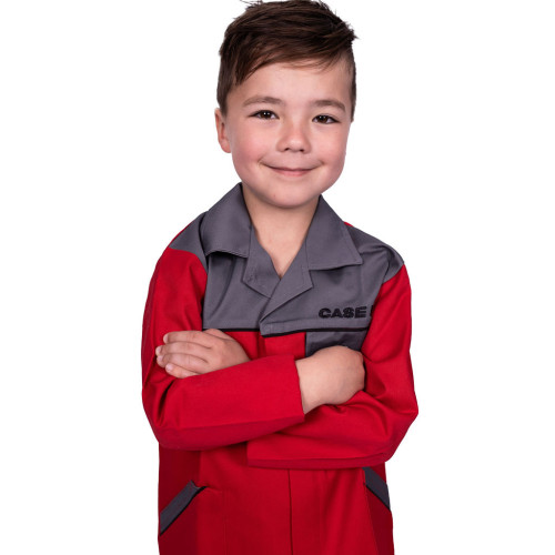 KIDS 2PCE OVERALL RED/GREY