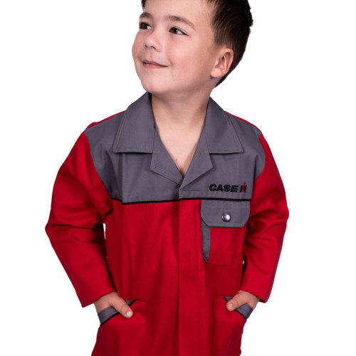 KIDS 2PCE OVERALL RED/GREY