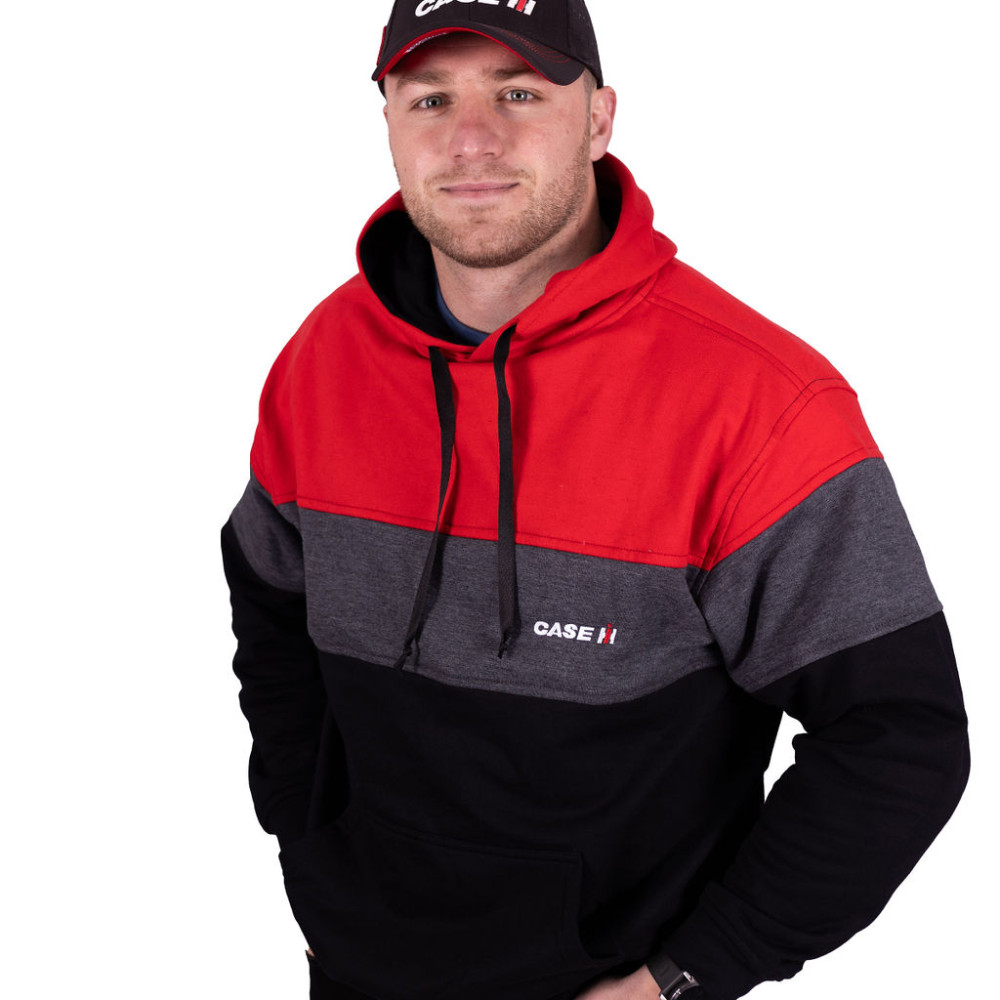 MENS HOODIE RED & BLACK/GREY