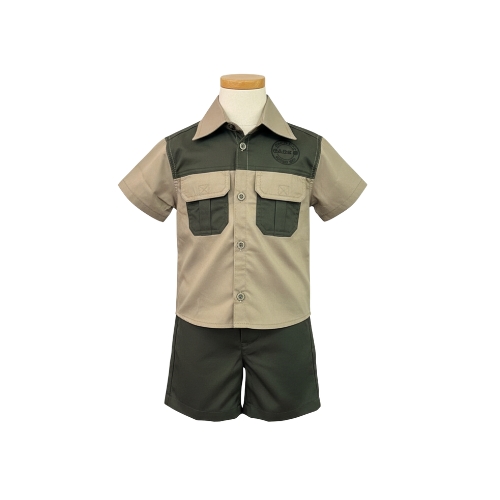 BOYS SHIRT/SHORT SET KHAKI/OLIVE