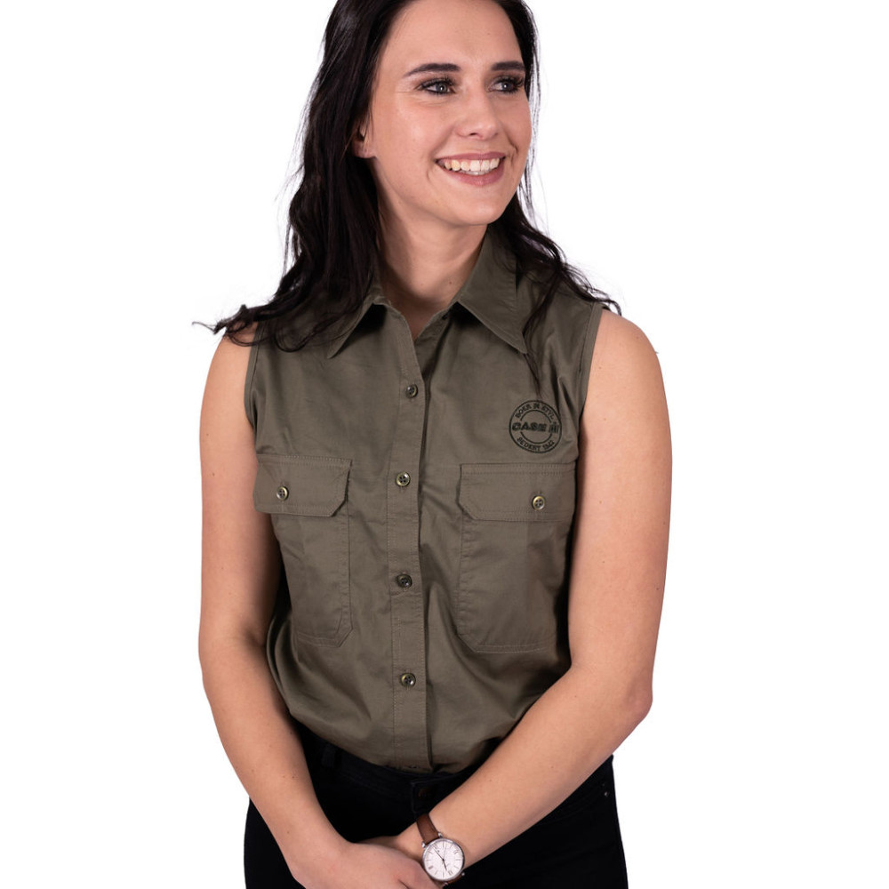 OLIVE LADIES SLEEVELESS SHIRT