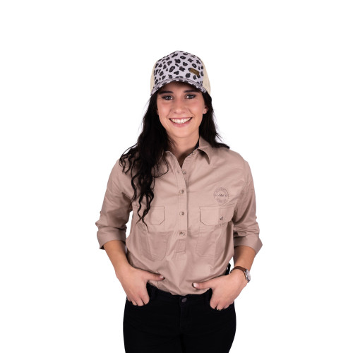 STONE KHAKI LADIES SLEEVE SHIRT