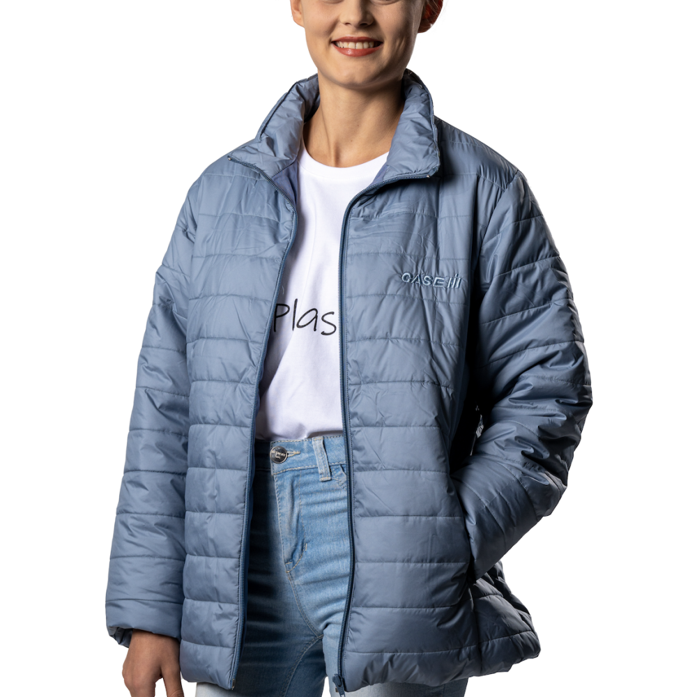 Ladies Steel Blue Puffer Jacket