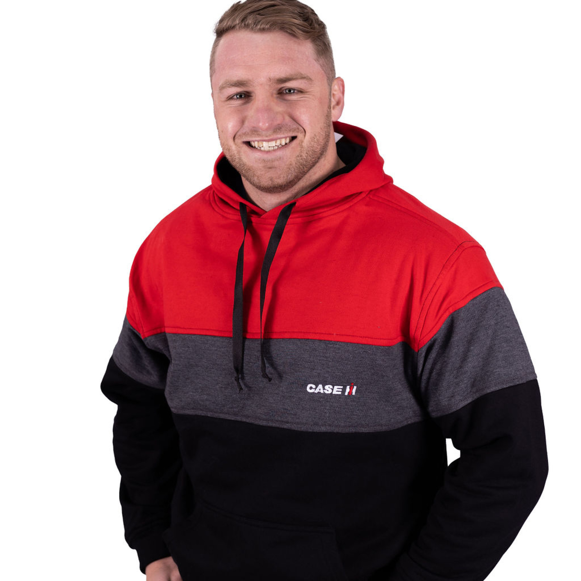 MENS HOODIE S RED & BLACK/GREY