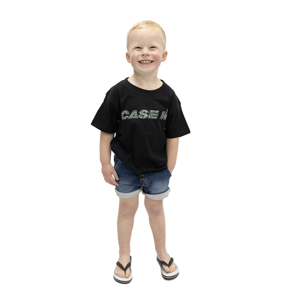 TSHIRT BOY BLACK WITH CAMO LOGO